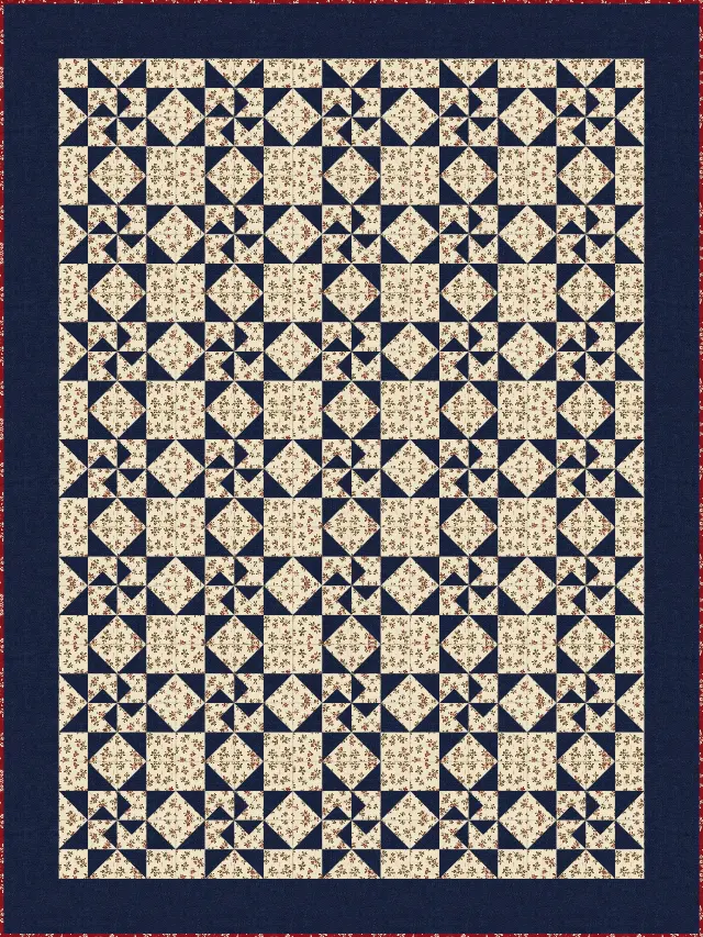 Martha Washington Star quilt, crib size, 48" × 64"