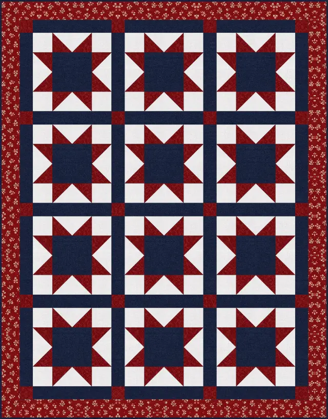 Quilt of Valor Star quilt, crib size, 50" × 64"