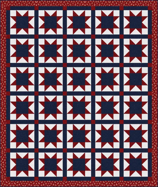 Quilt of Valor Star quilt, full size, 78" × 92"