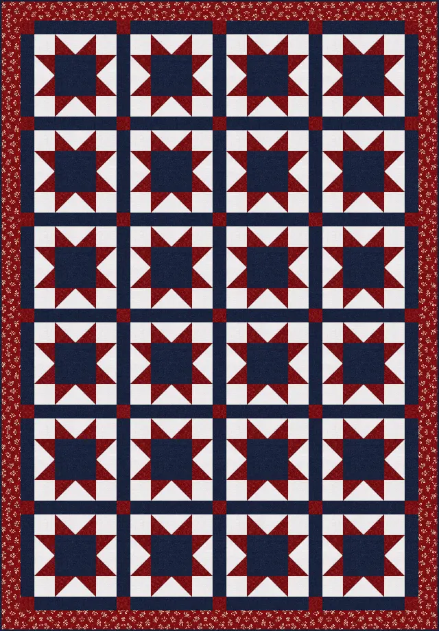 Quilt of Valor Star quilt, twin size, 64" × 92"