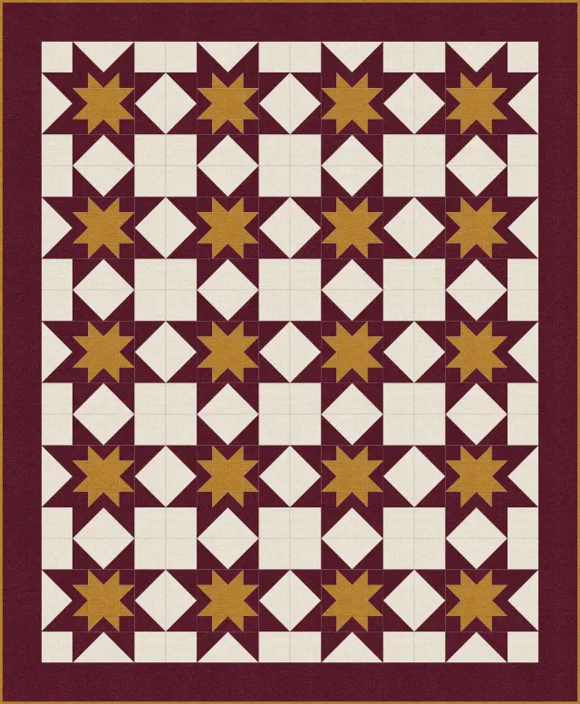 Rising Star quilt, throw size, 56" × 68"
