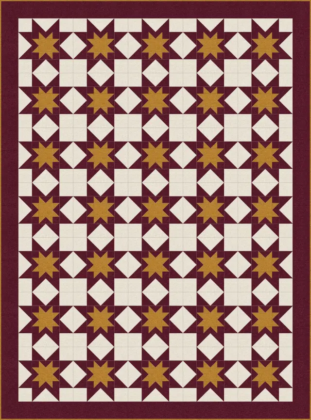 Rising Star quilt, twin size, 68" × 92"