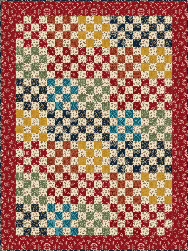 Scrappy Sixteen Patch quilt, crib size, 48" × 64"