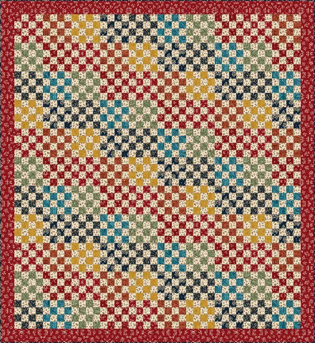 Scrappy Sixteen Patch quilt, full size, 88" × 96"