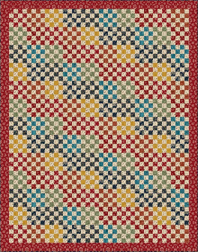 Scrappy Sixteen Patch quilt, queen size, 88" × 112"