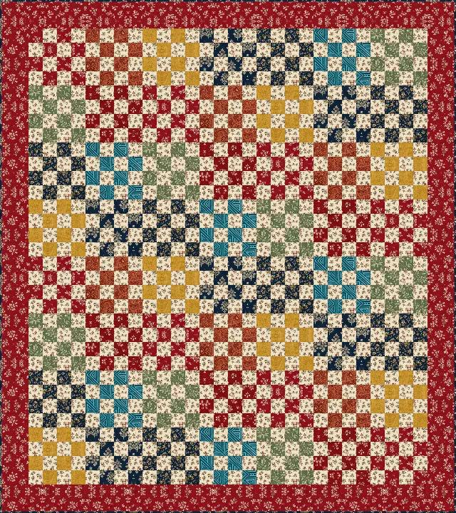 Scrappy Sixteen Patch quilt, throw size, 64" × 72"