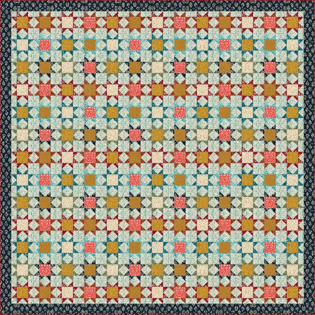 Scrappy Star quilt, king size, 112" × 112"