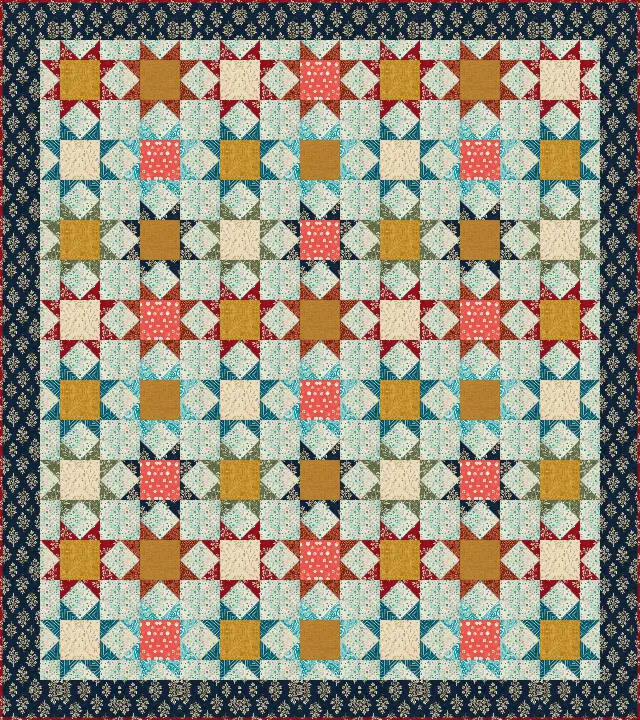 Scrappy Star quilt, throw size, 64" × 72"