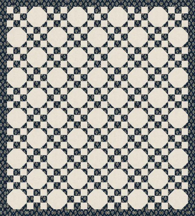 Snowball and Nine Patch quilt, full size, 87" × 96"