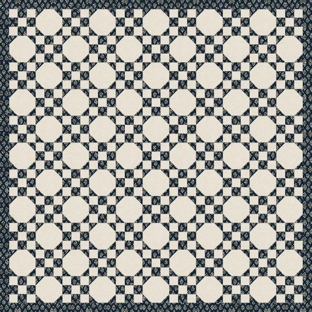 Snowball and Nine Patch quilt, king size, 105" × 105"