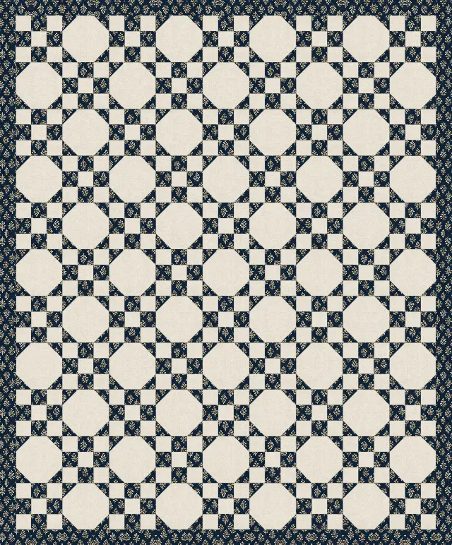 Snowball and Nine Patch quilt, queen size, 87" × 105"