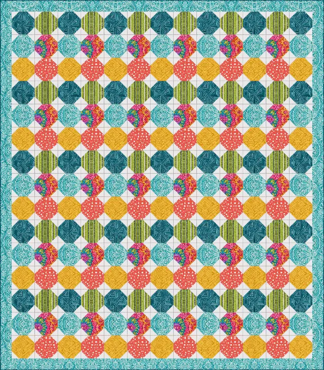 Snowball quilt, full size, 84" × 96"