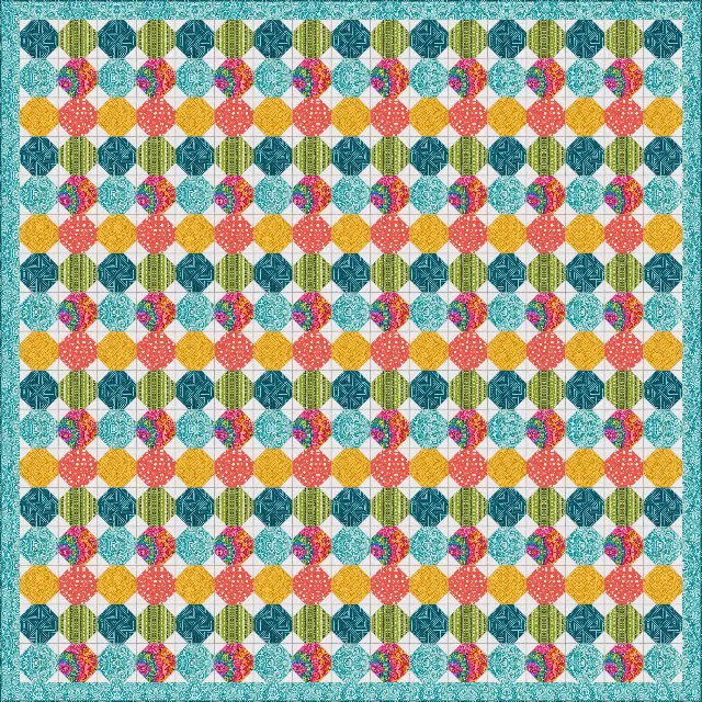 Snowball quilt, king size, 108" × 108"