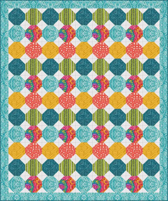 Snowball quilt, throw size, 60" × 72"
