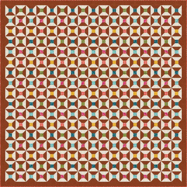 Spool quilt, king size, 108" × 108"