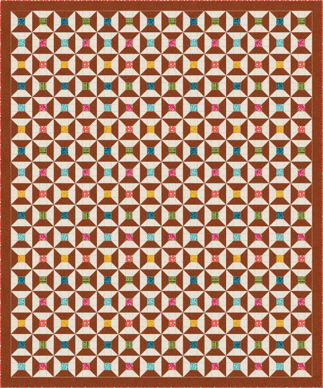 Spool quilt, queen size, 90" × 108"
