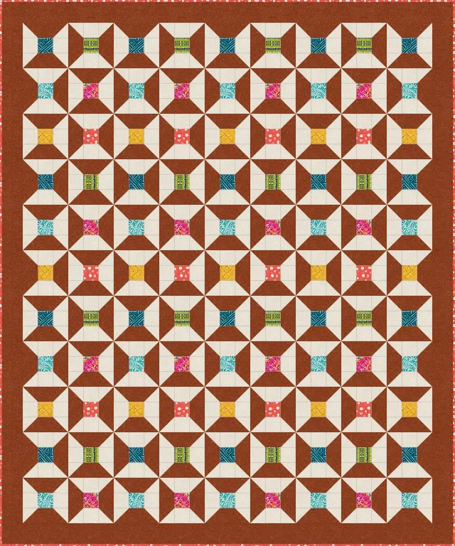 Spool quilt, throw size, 60" × 72"