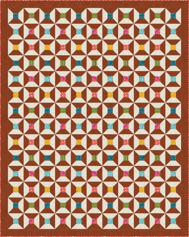 Spool quilt, twin size, 72" × 90"