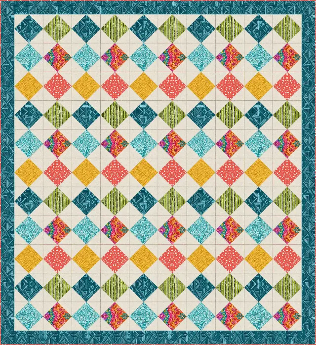 Square in a Square quilt, full size, 88" × 96"