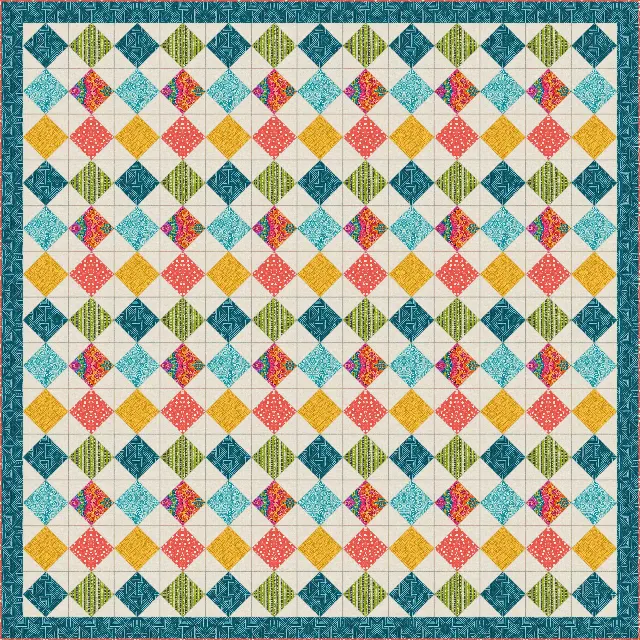 Square in a Square quilt, king size, 112" × 112"
