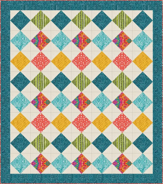 Square in a Square quilt, throw size, 64" × 72"
