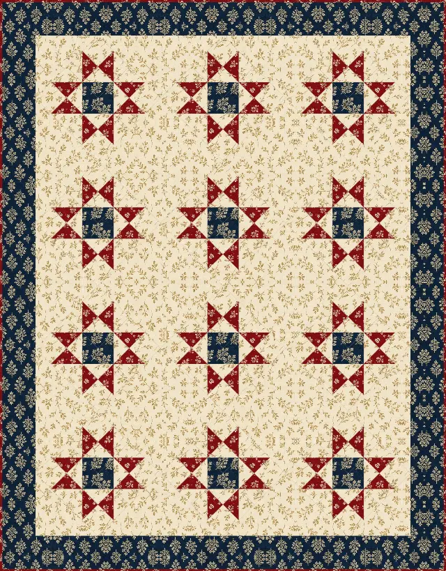 Star of Virginia quilt, crib size, 50.375" × 64.625"
