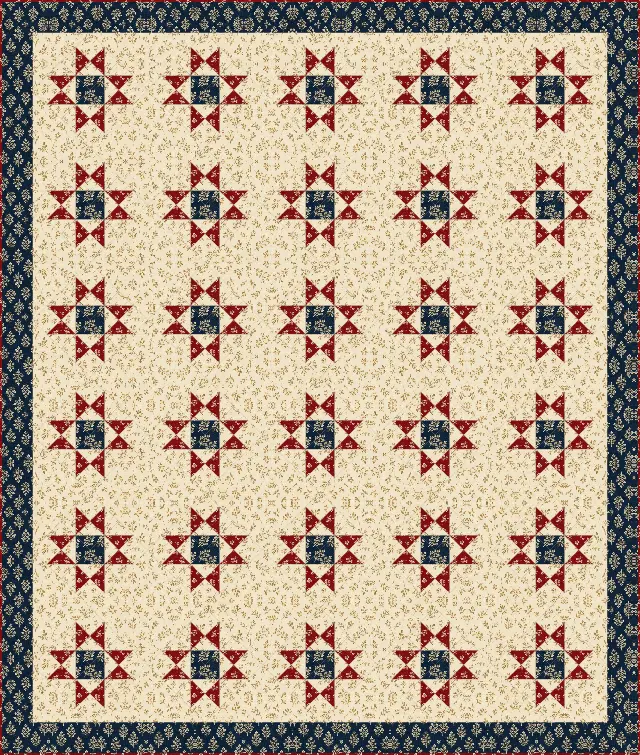 Star of Virginia quilt, full size, 78.75" × 92.875"