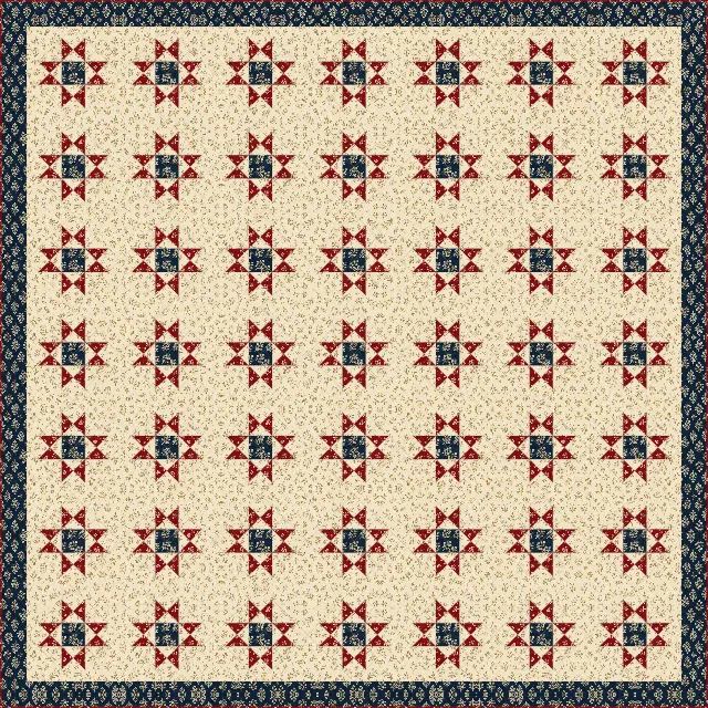 Star of Virginia quilt, king size, 107" × 107"