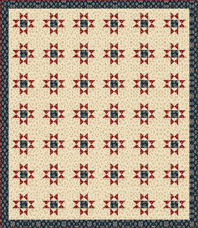 Star of Virginia quilt, queen size, 92.875" × 107"
