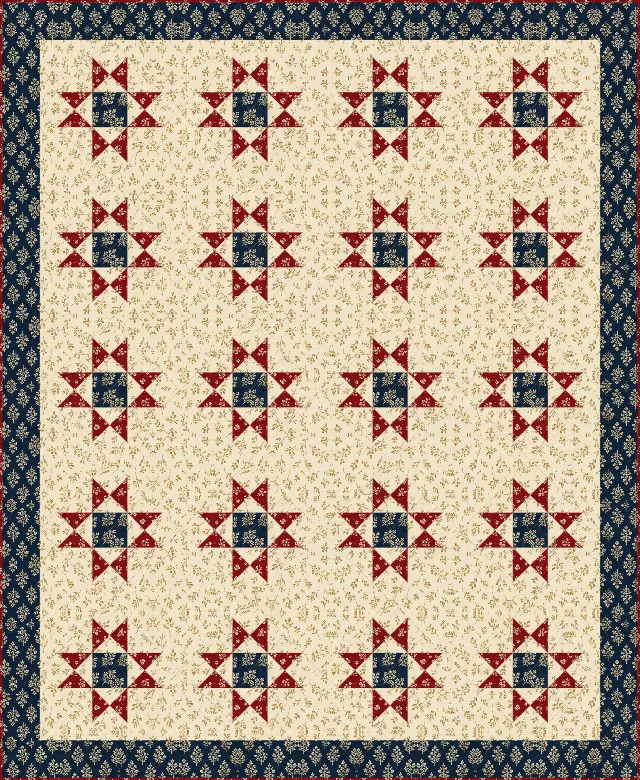 Star of Virginia quilt, throw size, 64.625" × 78.75"