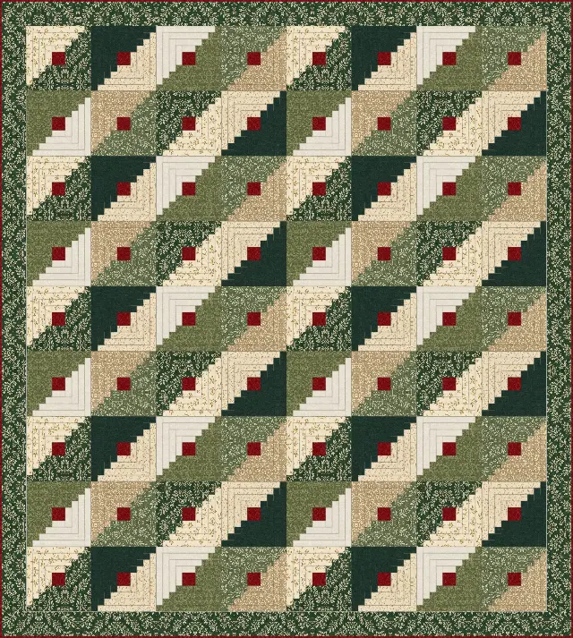 Straight Furrows Log Cabin quilt, full size, 88" × 98"
