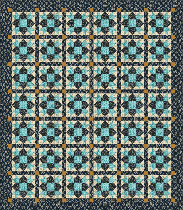 Weathervane quilt, queen size, 94" × 108"