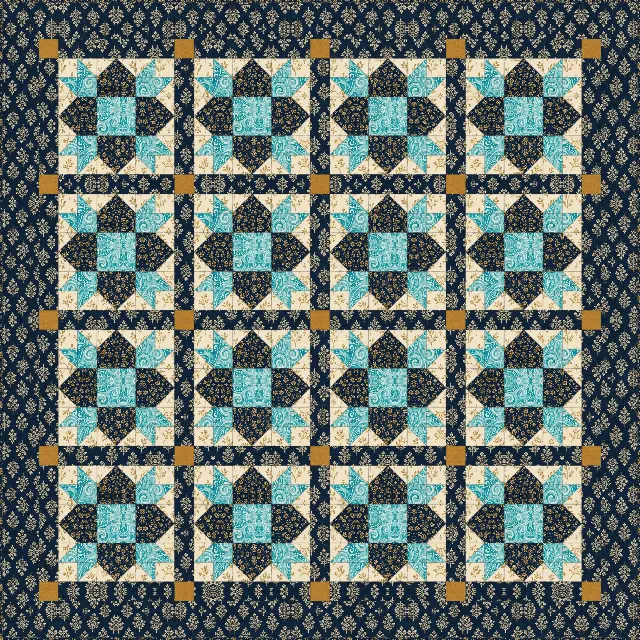 Weathervane quilt, throw size, 66" × 66"