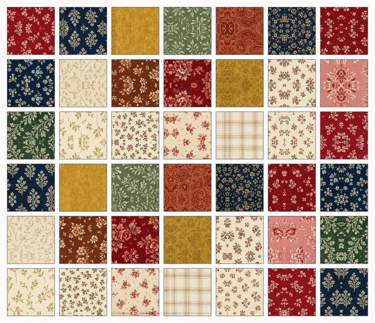 What comes in a charm pack: 42 pieces, each 5" square