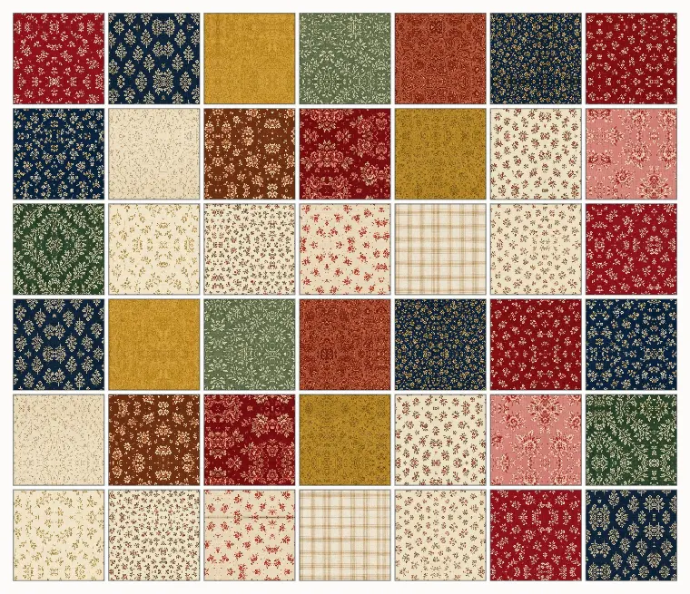 What comes in a layer cake: 42 pieces, each 10" square
