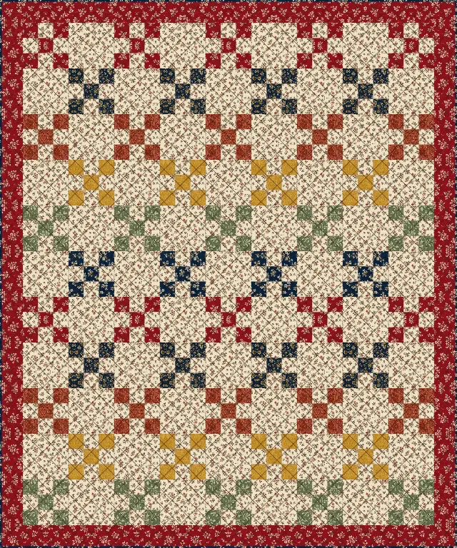 Crosshatch quilting on the Nine Patch quilt
