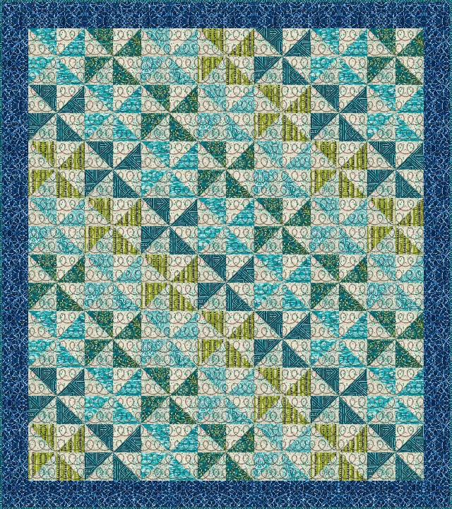 Loops quilting on the Pinwheel quilt