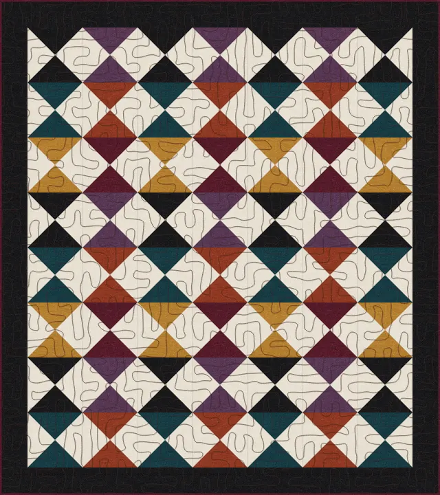 Meander quilting on the Hourglass quilt
