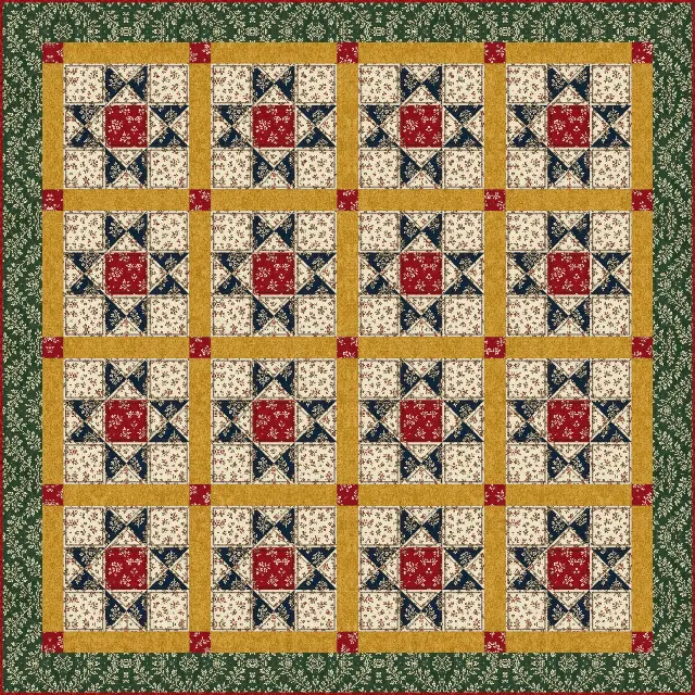 Outline quilting on the Ohio Star quilt