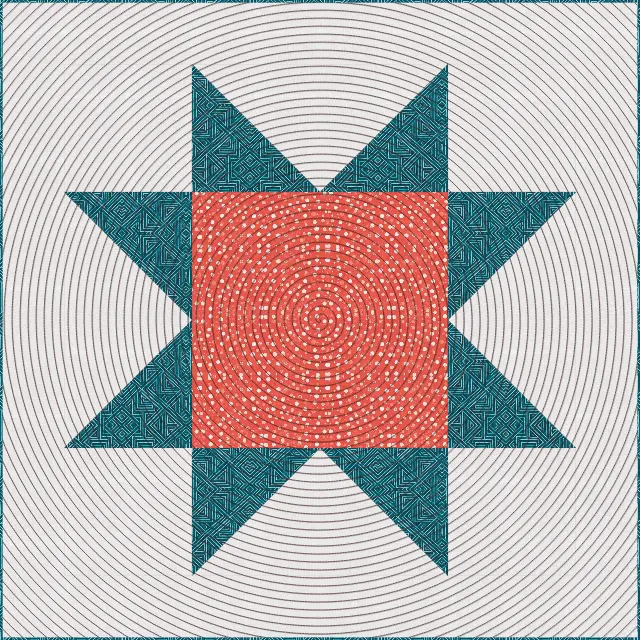 Spiral quilting on the Big Star quilt