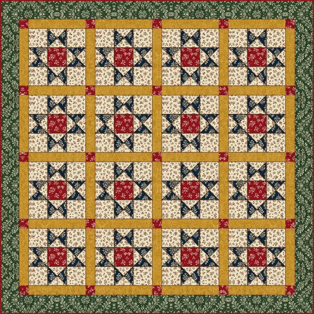 Stitch in the ditch quilting on the Ohio Star quilt