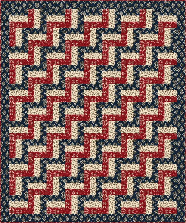 Wavy lines quilting on the Rail Fence quilt